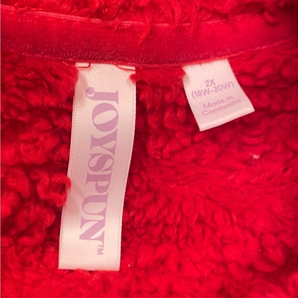 Joyspun Women's heart Embossed Plush Hoodie Pajama top red size 2X - Picture 7 of 8